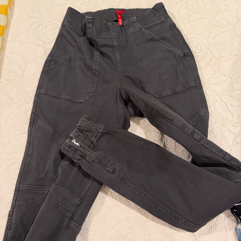 SPANX Charcoal Twill Cargo Joggers